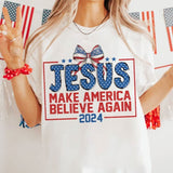 Jesus make america believe again frame GRUNGE 32515 DTF transfer