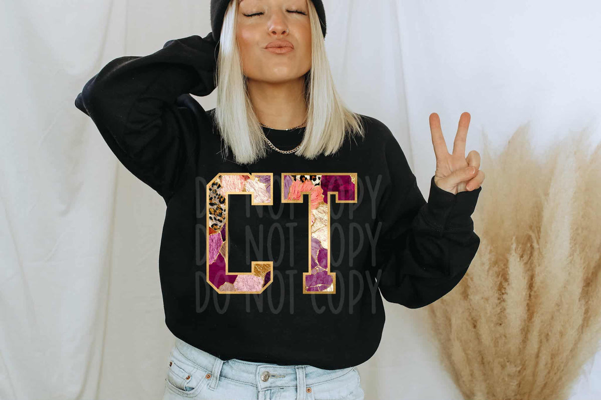 Connecticut Floral and gold state PH DTF Transfer