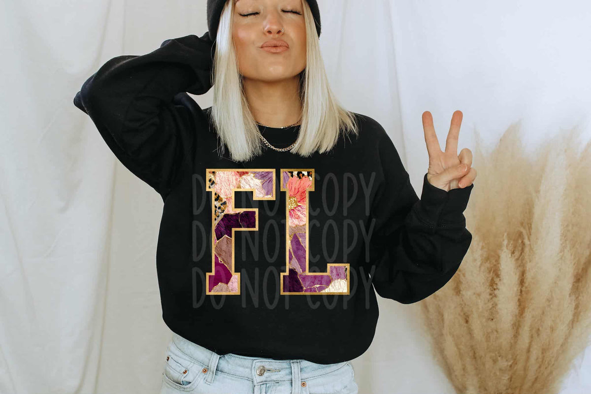 Florida Floral and gold state PH DTF Transfer