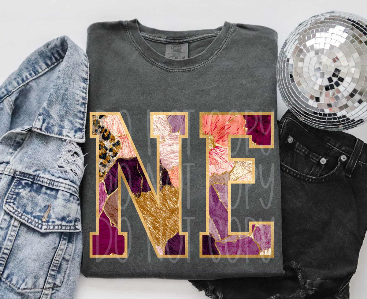 Nebraska Floral and gold state PH DTF Transfer