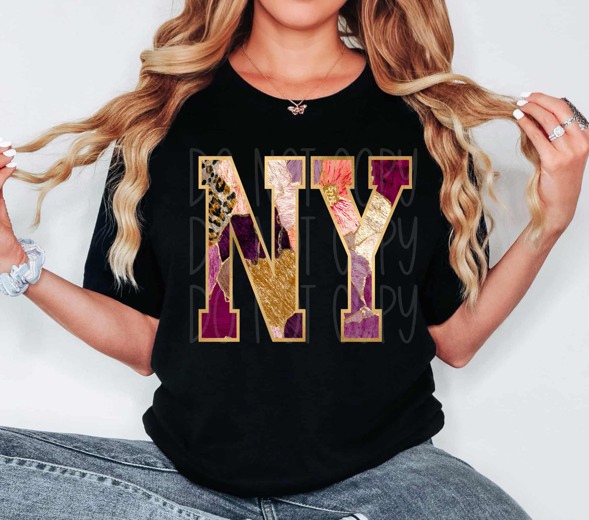 New York Floral and gold state PH DTF Transfer