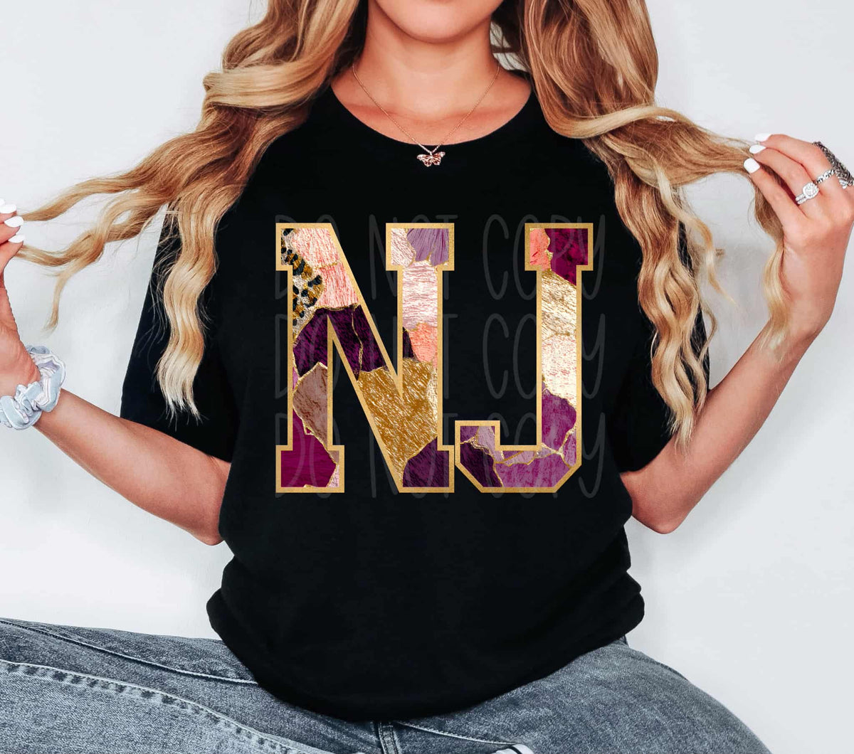 New Jersey Floral and gold state PH DTF Transfer