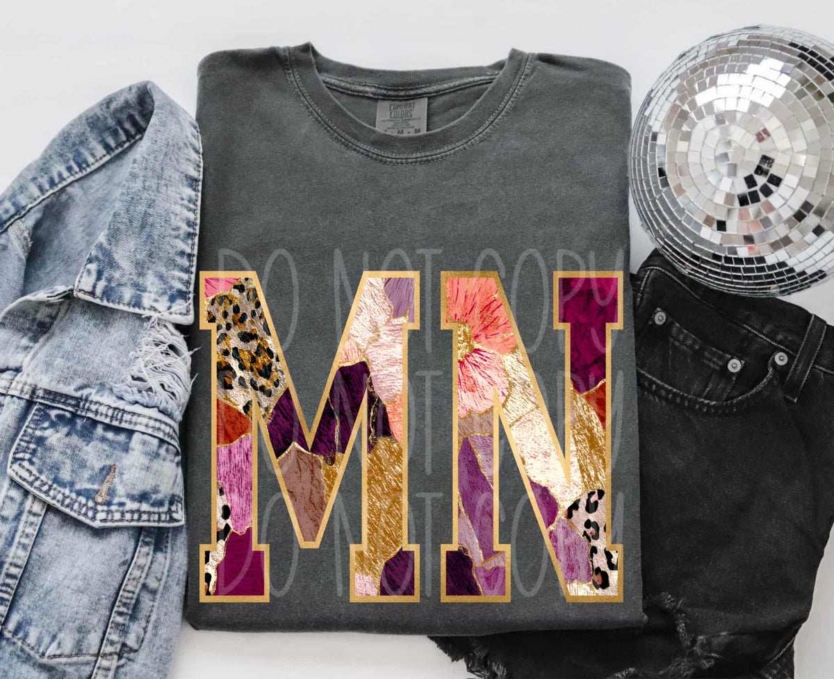 Minnesota Floral and gold state PH DTF Transfer