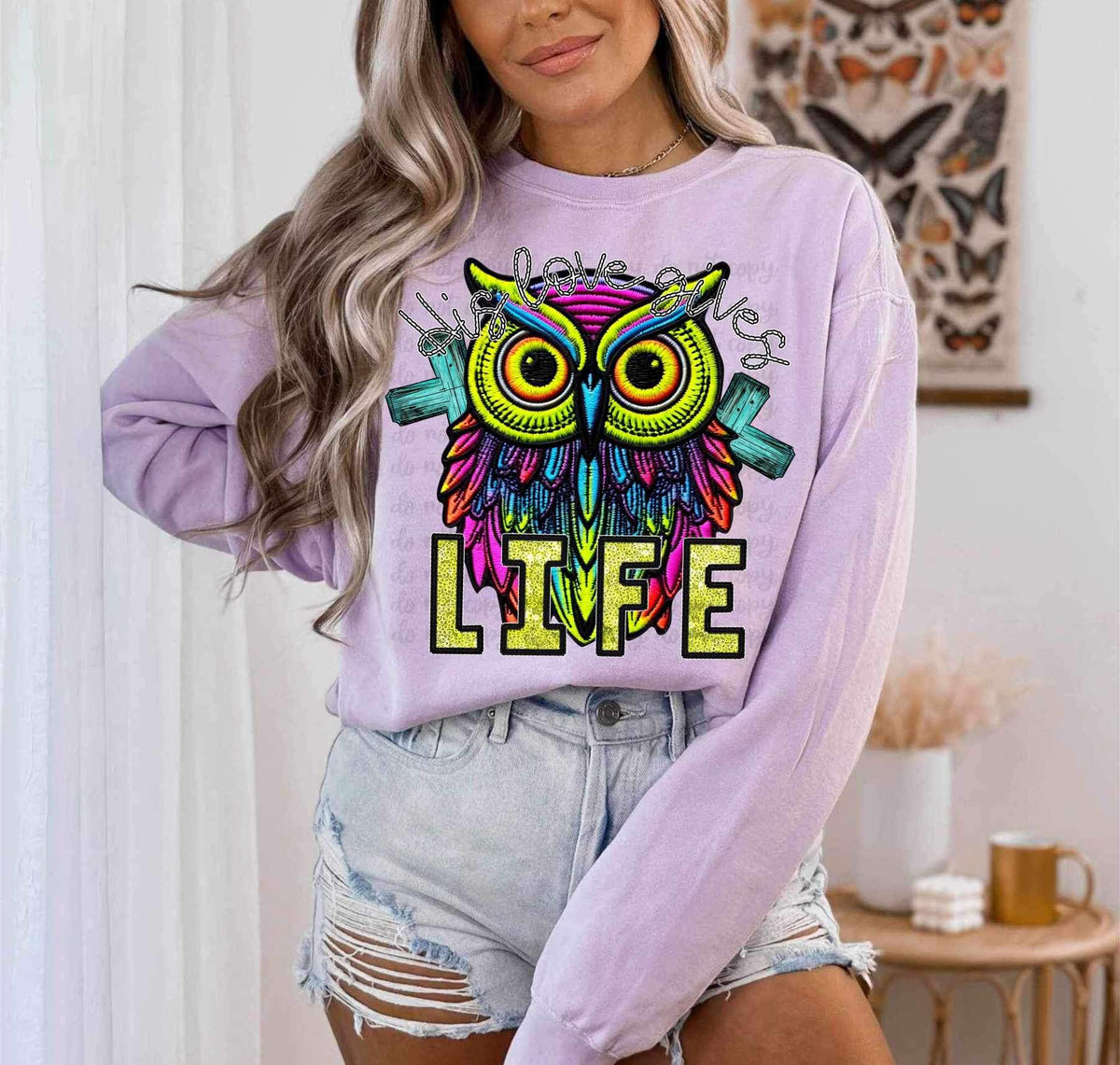 His love gives life owl 23478 DTF transfer