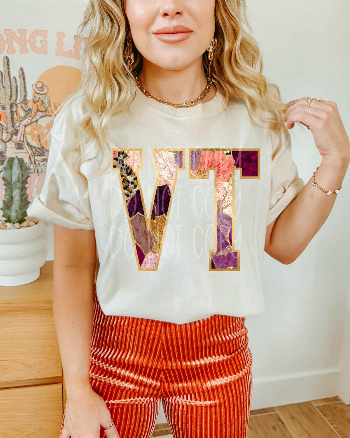 Vermont Floral and gold state PH DTF Transfer