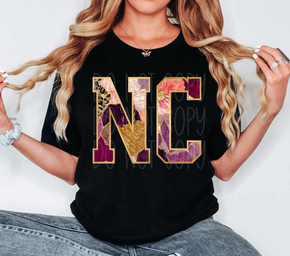 North Carolina Floral and gold state PH DTF Transfer