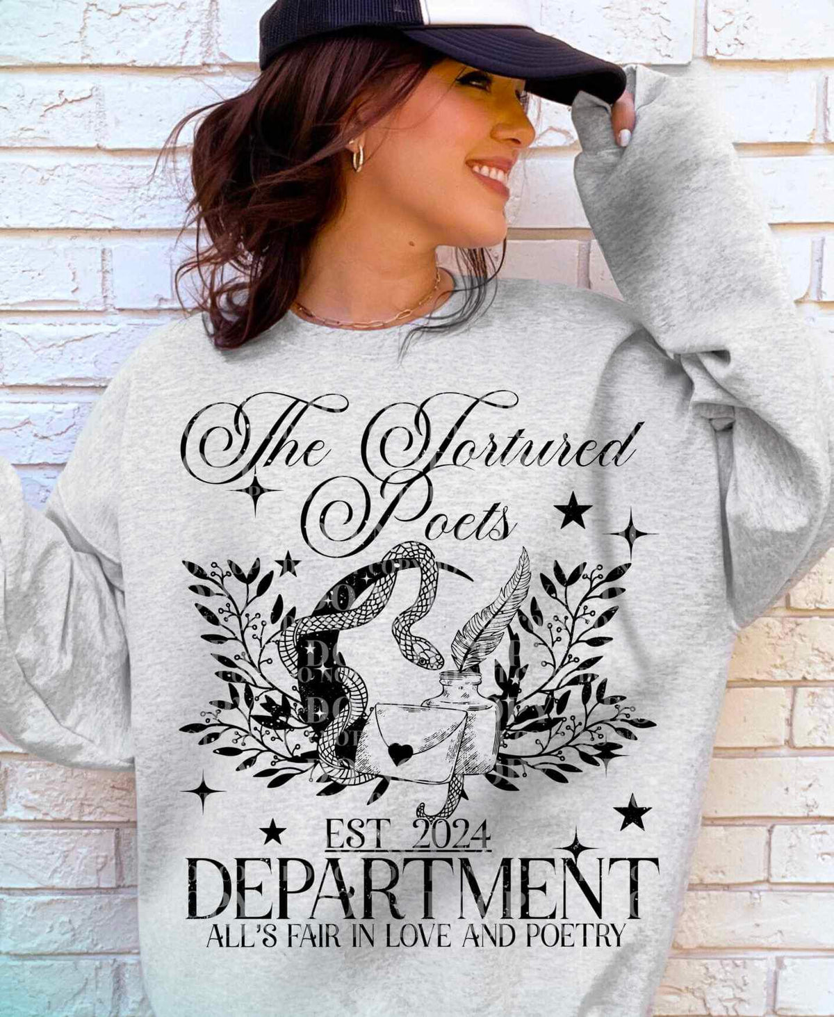 The tortured poets department letter and ink black 23493 DTF transfer