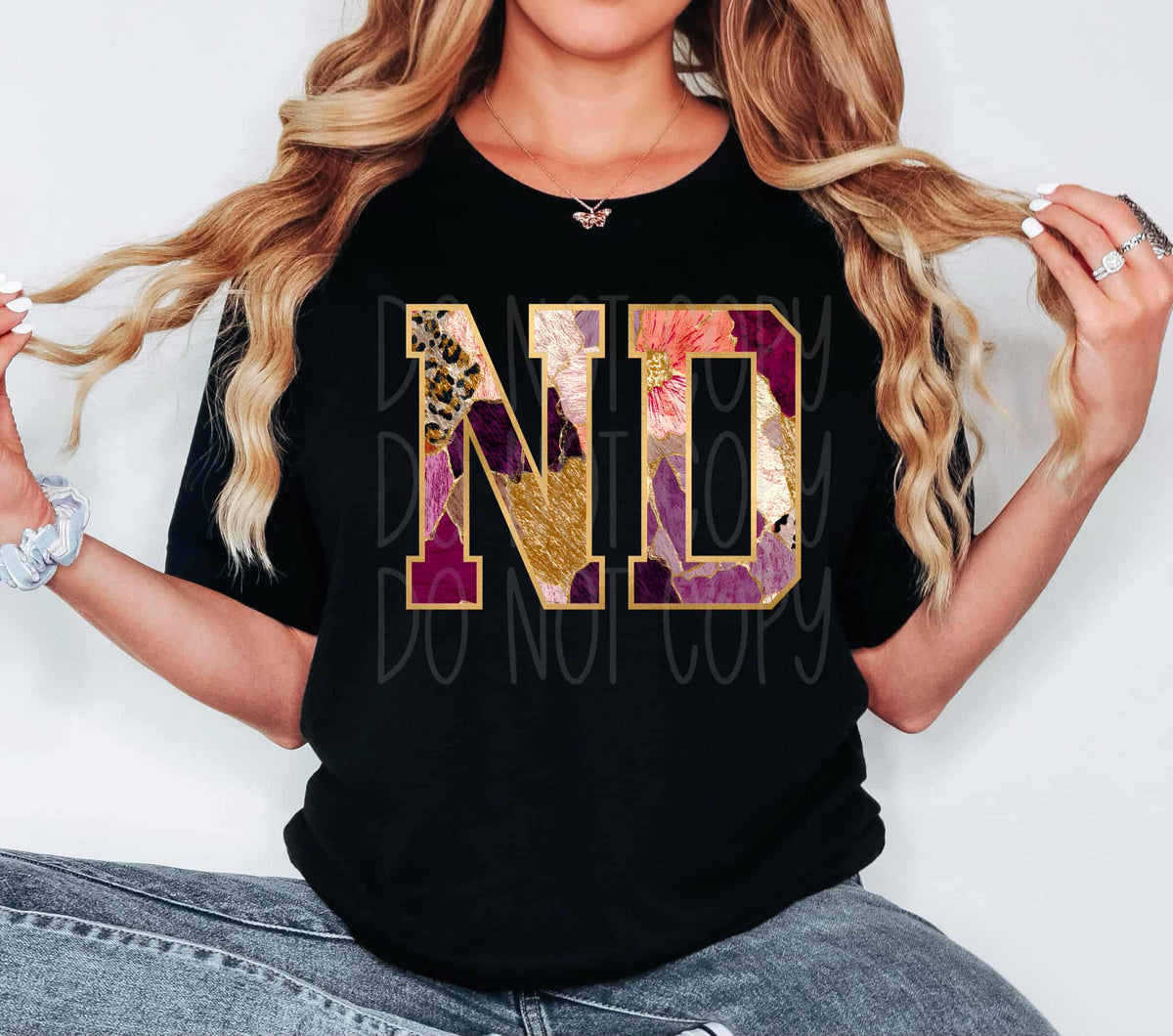 North Dakota Floral and gold state PH DTF Transfer