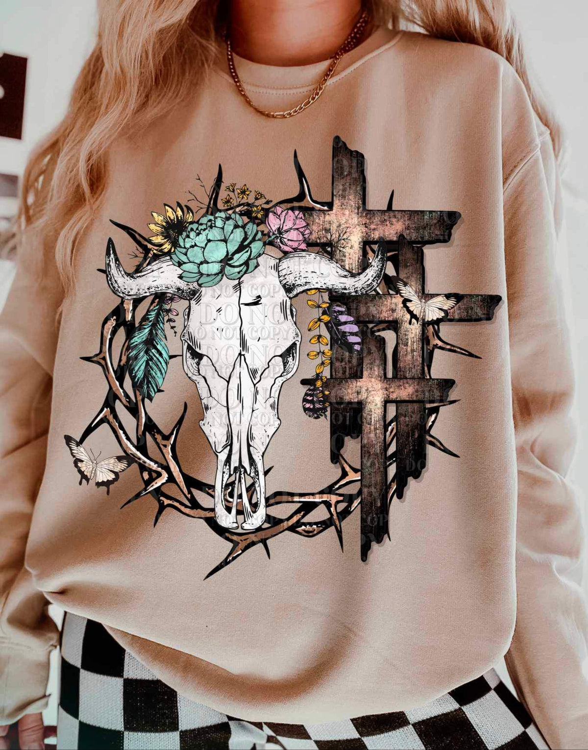 Bull skull trio crosses 23490 DTF transfer