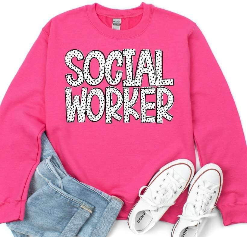 Social worker dotted font 23508 DTF transfer