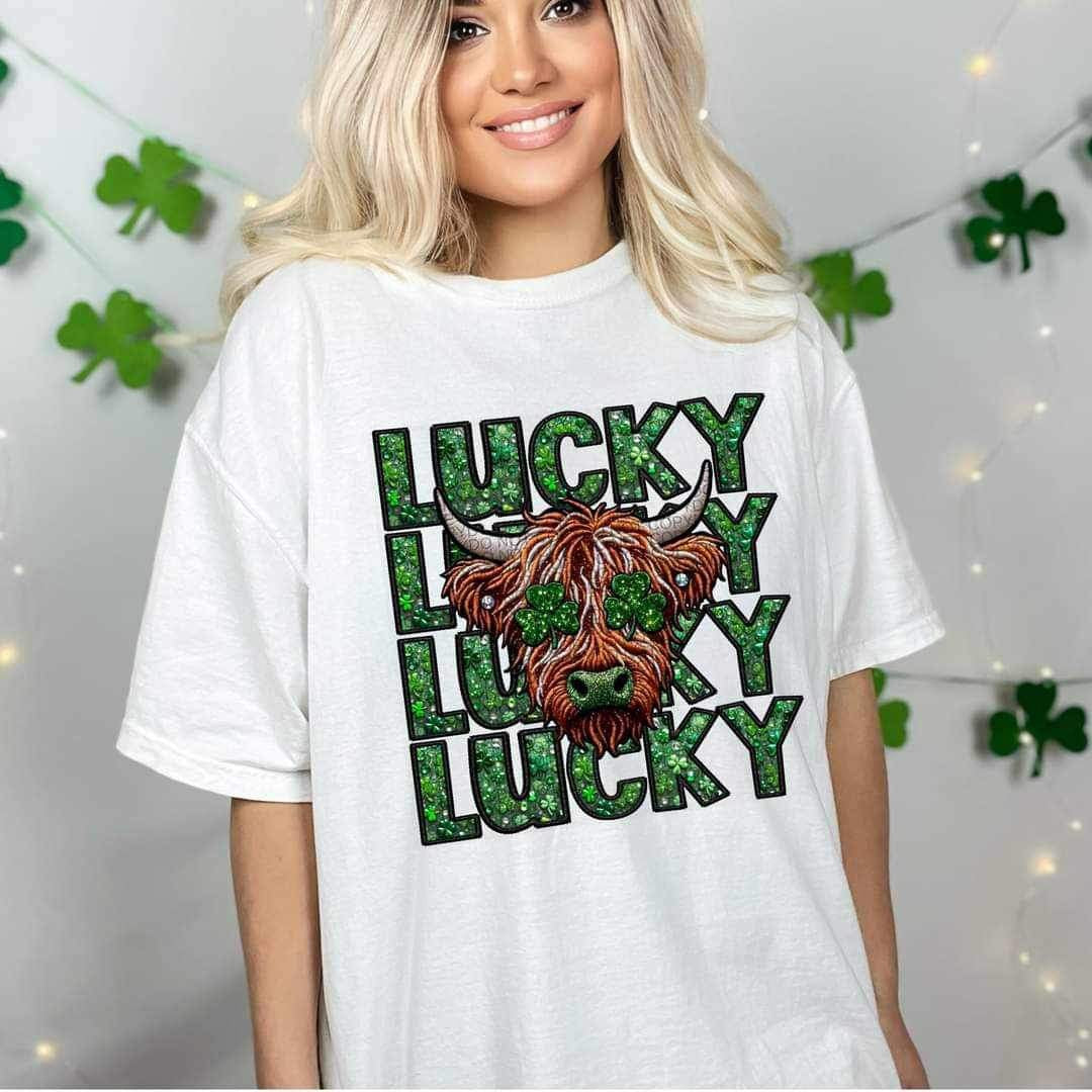 Lucky stacked with shaggy cow 23553 DTF transfer
