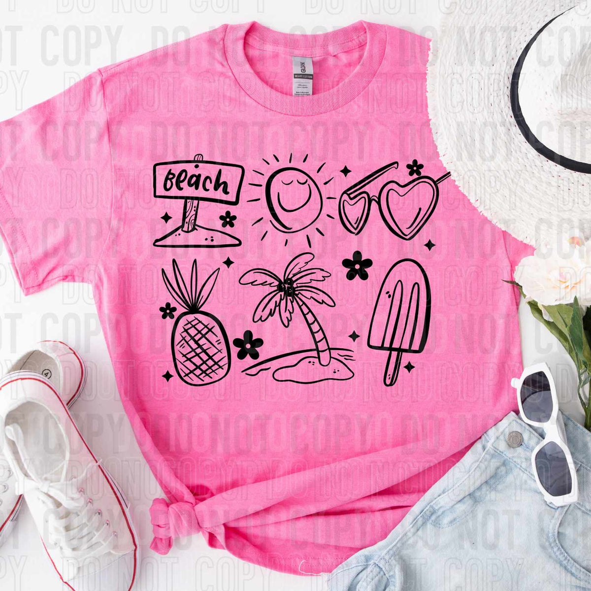 Beach items BLACK (SBB) 32592 DTF transfer