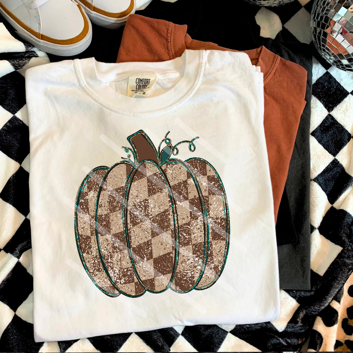 Brown Checker Pumpkin 114107 DTF transfer