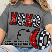 Xoxo red sequin and checkered 23563 DTF transfer
