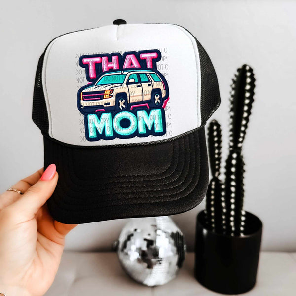 That mom white SUV hat patch (SW) 32616 DTF transfer