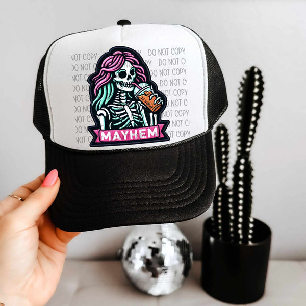 Mayhem skellie hat patch (SW) 32612 DTF transfer