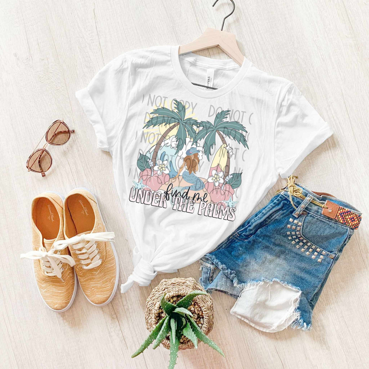 Find me under the palms mermaid (SW) 32628 DTF transfer