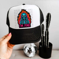 I’m fine fiery skellie hat patch (SW) 32605 DTF transfer