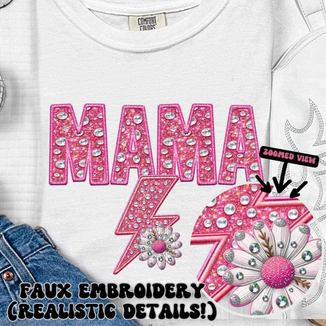 Mama diamond filled embroidery 23515 DTF transfer