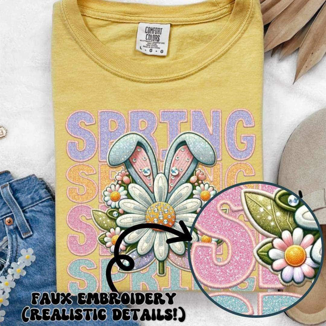 Spring stacked embroidery 23517 DTF transfer