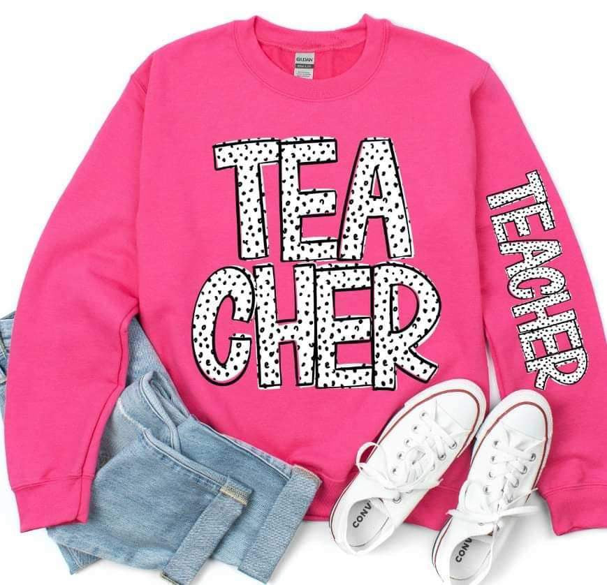 Teacher FRONT dotted font 23582 DTF transfer