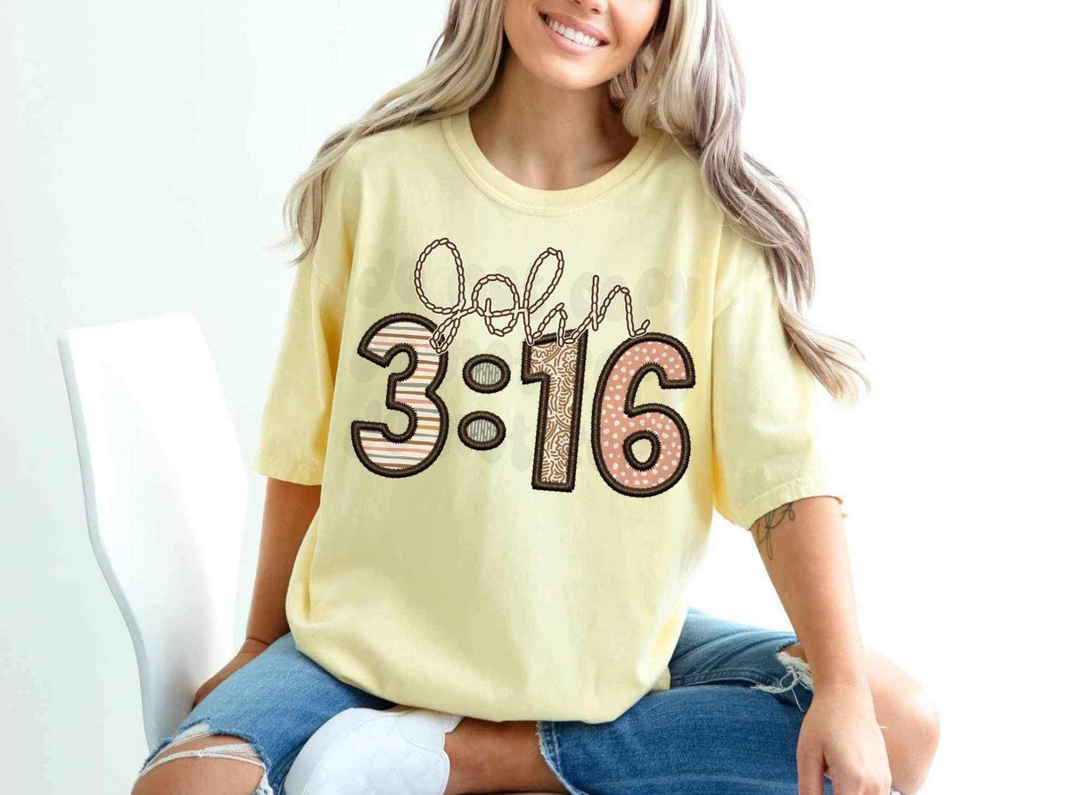 John 3:16 embroidery 23595 DTF transfer