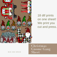 Christmas Gnome Gang sheet cut yourself DTF TRANSFER