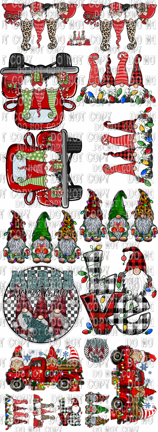 Christmas Gnome Gang sheet cut yourself DTF TRANSFER