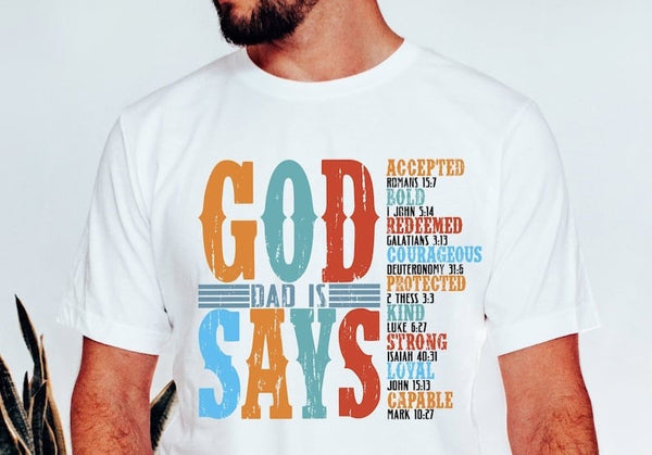 God says dad is colorful and BLACK 32676 DTF transfer