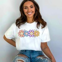 Mama colorful flowers peace signs 23624 DTF transfer