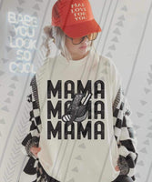 Mama stacked with hockey and lightning bolt 23623 DTF transfer