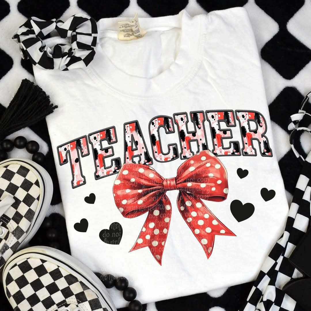 Teacher red bow (TTD) 82155 DTF transfer