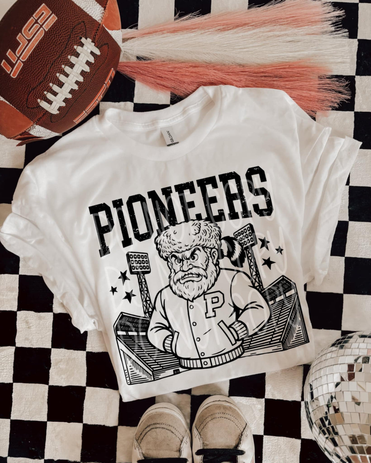 Pioneers facing left Letterman mascots PHDC DTF transfer