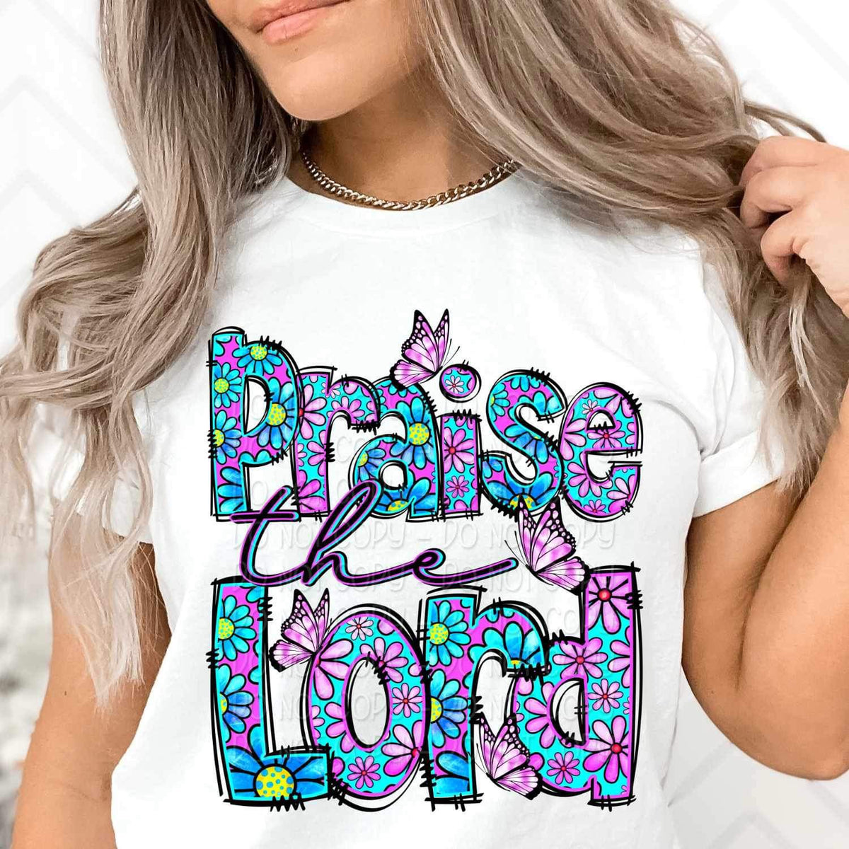 Praise the lord purple and blue floral 23642 DTF transfe