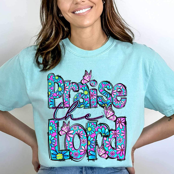 Praise the lord purple and blue floral 23642 DTF transfe