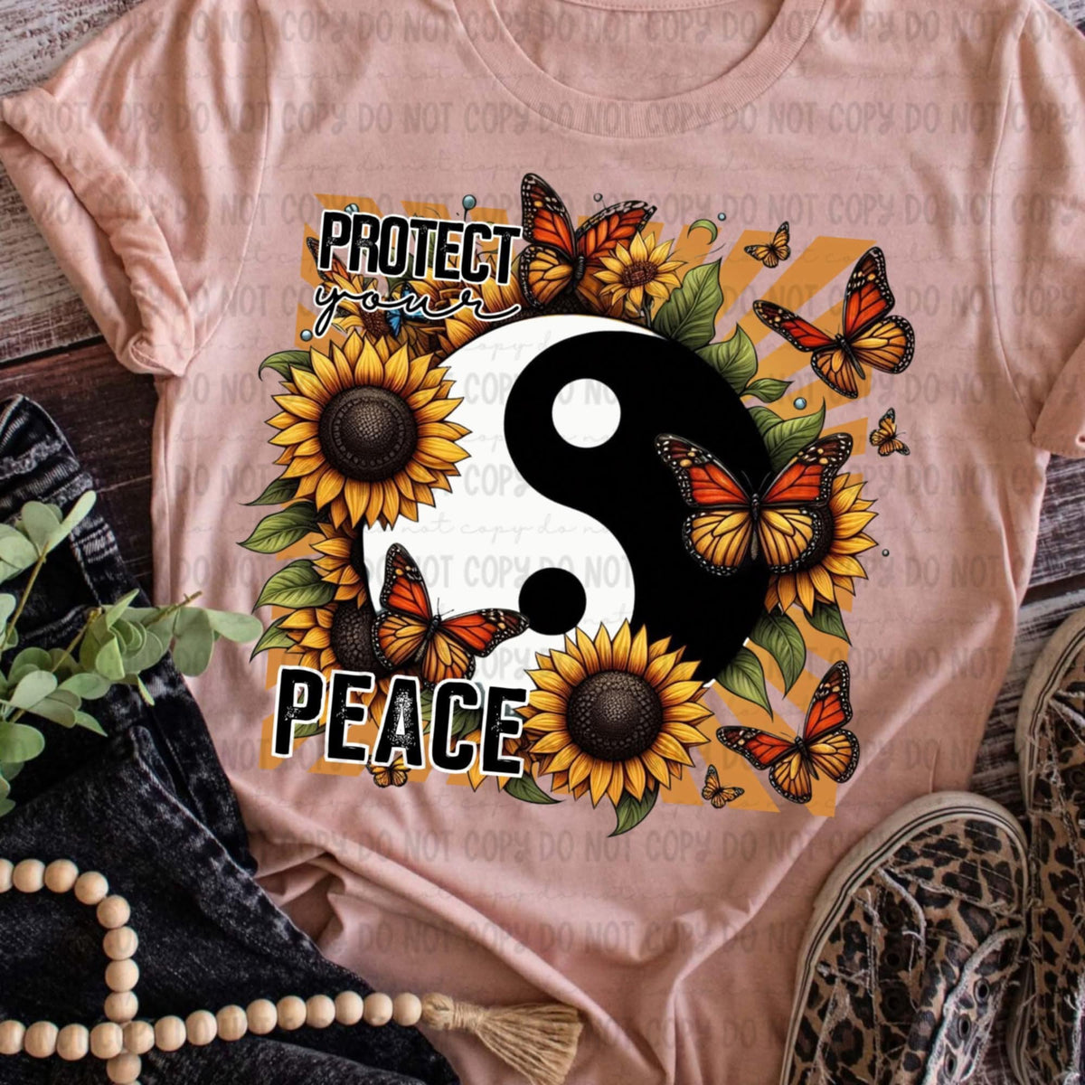 Protect your peace yin and yang sunflowers DTF TRANSFER