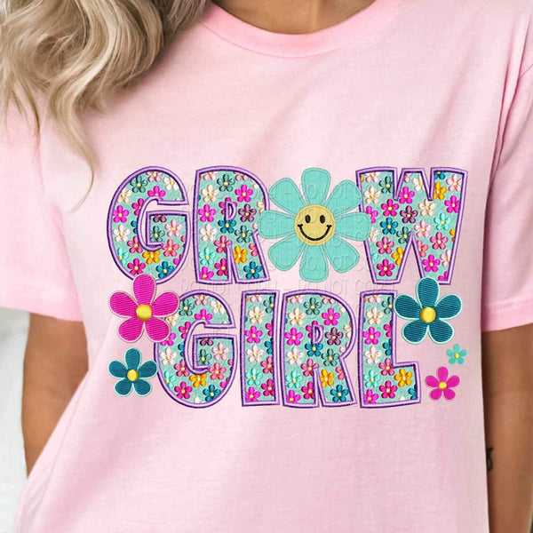 Grow girl embroidery 23646 DTF transfer