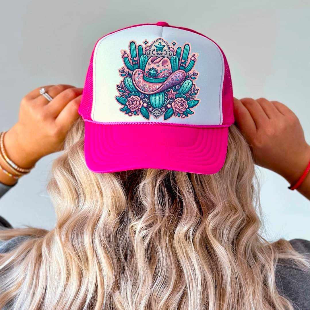 Western hat and cactus hat patch 32679 DTF transfer