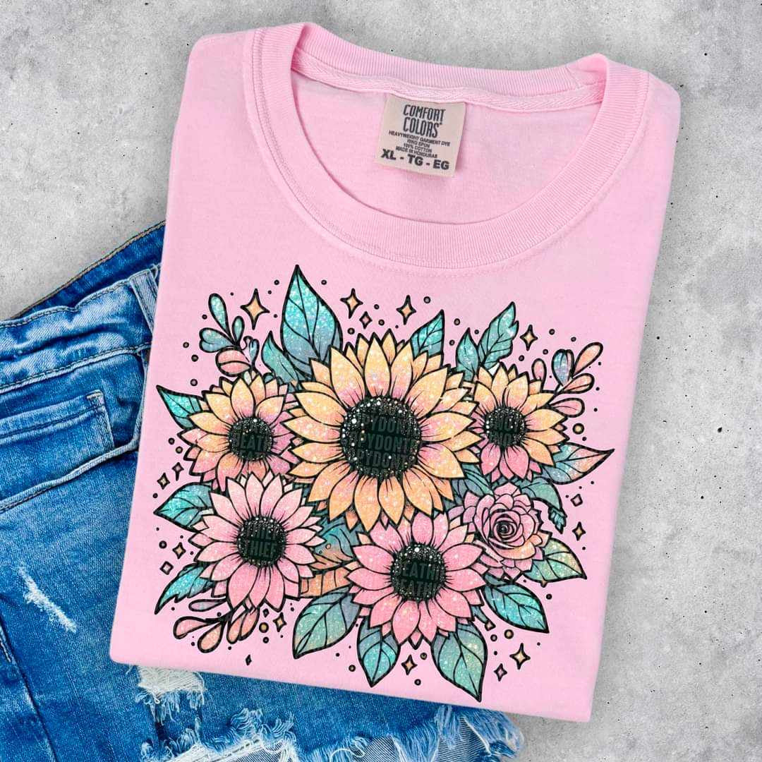 Glittery sunflowers 32678 DTF transfer