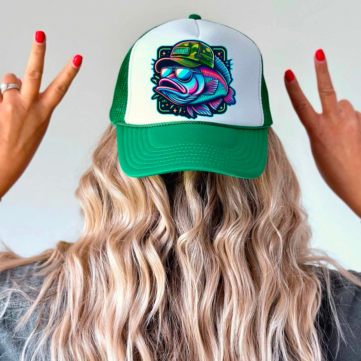 Hookin fish hat patch 32687 DTF transfer