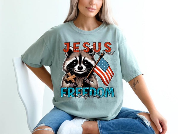 Jesus in my heart freedom in my veins 32706 DTF transfer