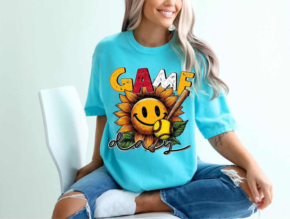 Game day sunflower with softball 32696 DTF transfer