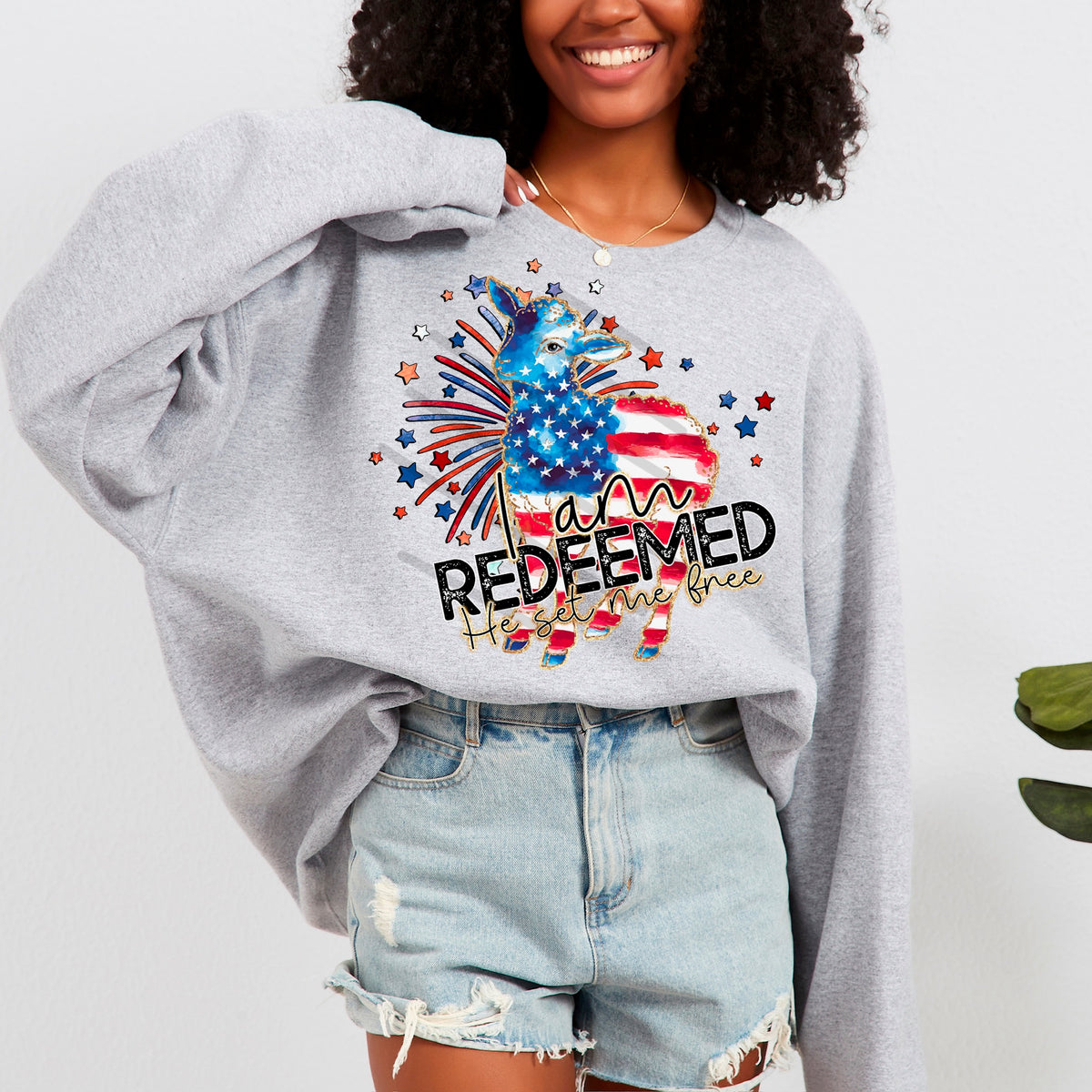 I am Redeemed American flag lamb 114128 DTF Transfer