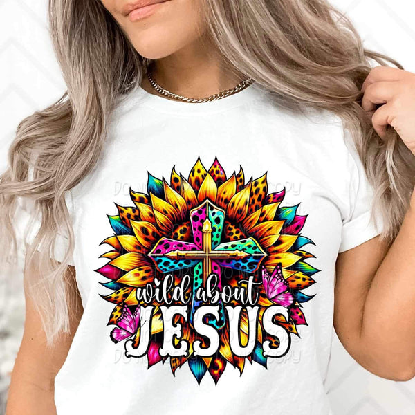 Wild about jesus leopard cross sunflower 23675 DTF transfer