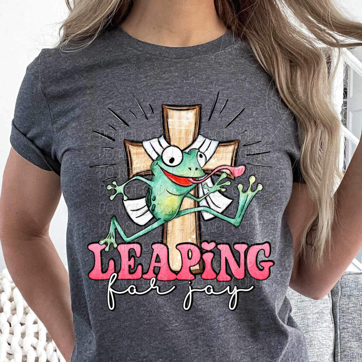 Leaping for joy frog and cross 23672 DTF transfer