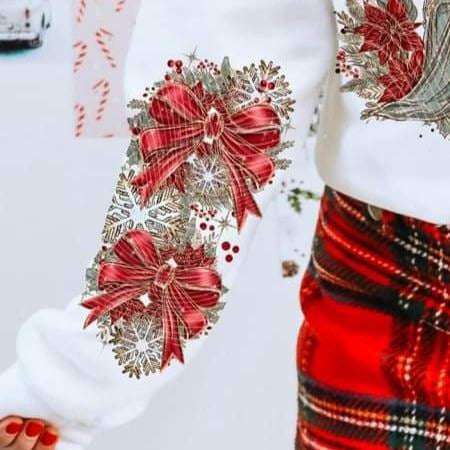 Red bow sleeve (AG) 65179 DTF transfer