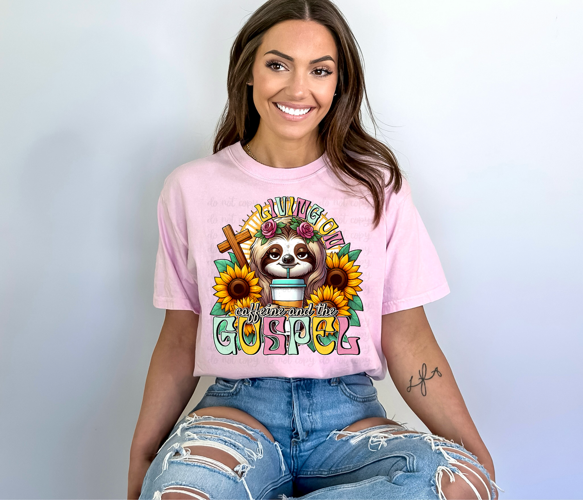 Living on caffeine and the gospel 32689 DTF transfer