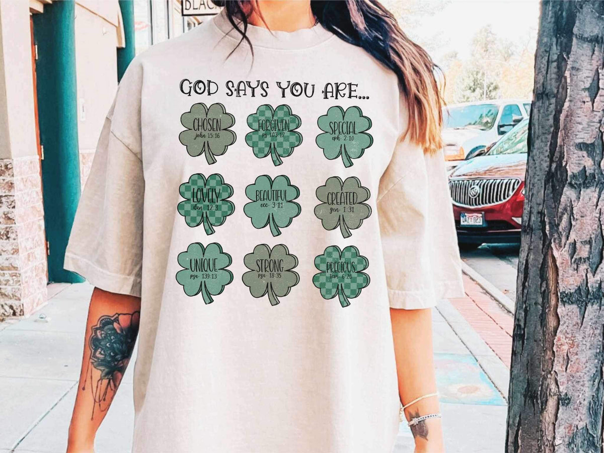 God says you are clovers (WSB) 23697 DTF transfer