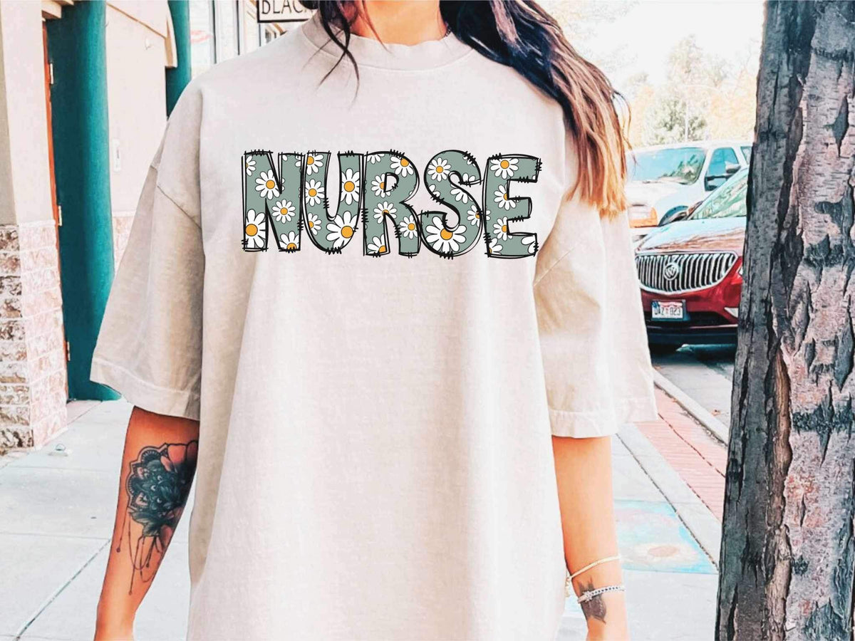 Nurse daisy filled (WSB) 23700 DTF transfer