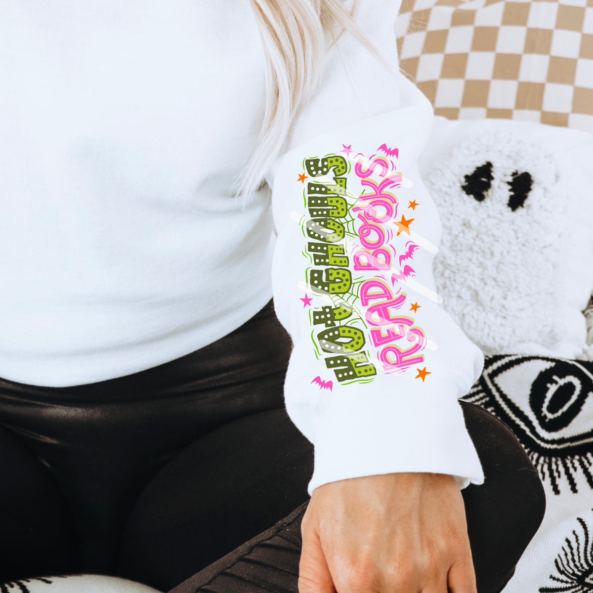 Hot Ghouls Read Books words SLEEVE 110989 DTF transfer